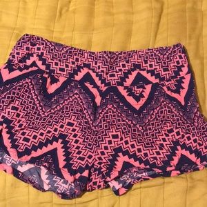 Pink and Blue pattern Boho Shorts